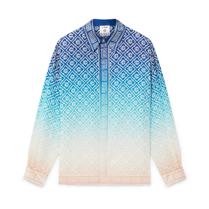 Jacquard Gradient Long Sleeve Silk Shirt