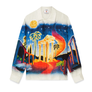 Midnight Acropolis Long Sleeve Silk Shirt