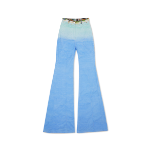 Voyage Dans Les Nuages Printed 70's Denim Flare Jean