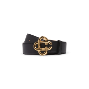 Mens Black Gold CC Logo Buckle Belt
