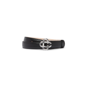 Women's Black Silver CC Logo Buckle Belt