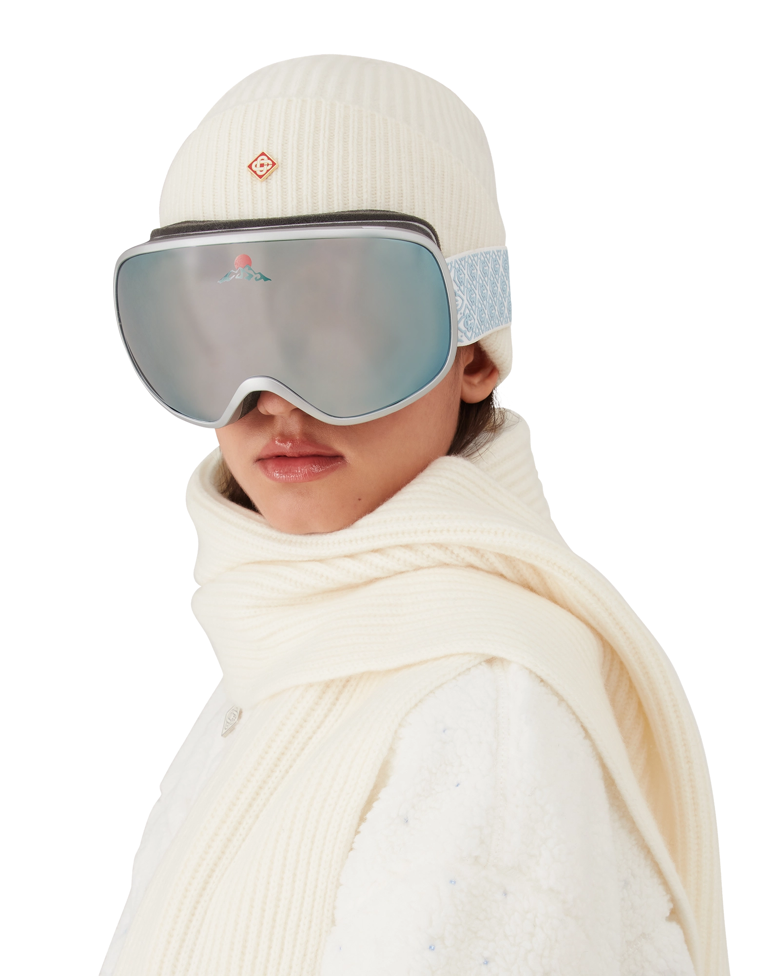 Silver & White Gradient Ski Goggles - Image 2