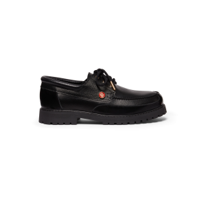 Men's Black Leather Boat Shoes