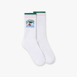 White Palm Tree Emblem Socks