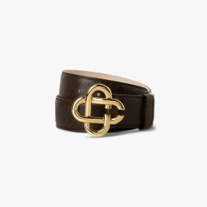 Men's Brown & Gold Leather Monogram CC Belt