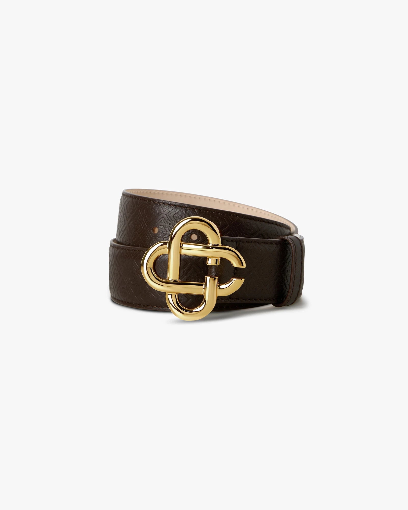 Men's Brown & Gold Leather Monogram CC Belt