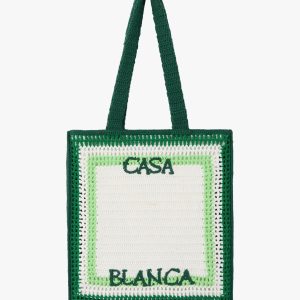 White & Green Crochet Bag