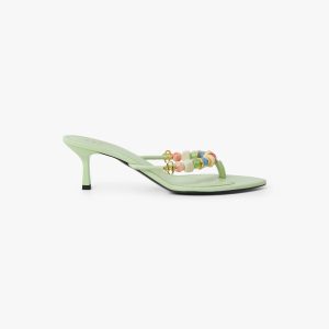 Women's Mint Beaded Heeled Sandals