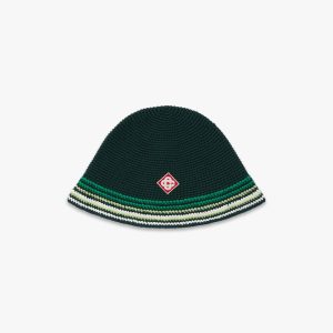 Green Striped Crochet Hat