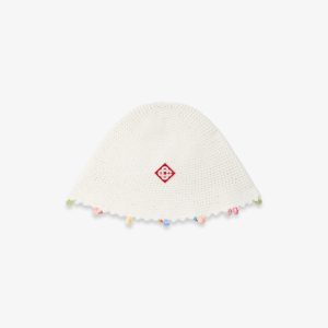 White Beaded Crochet Hat