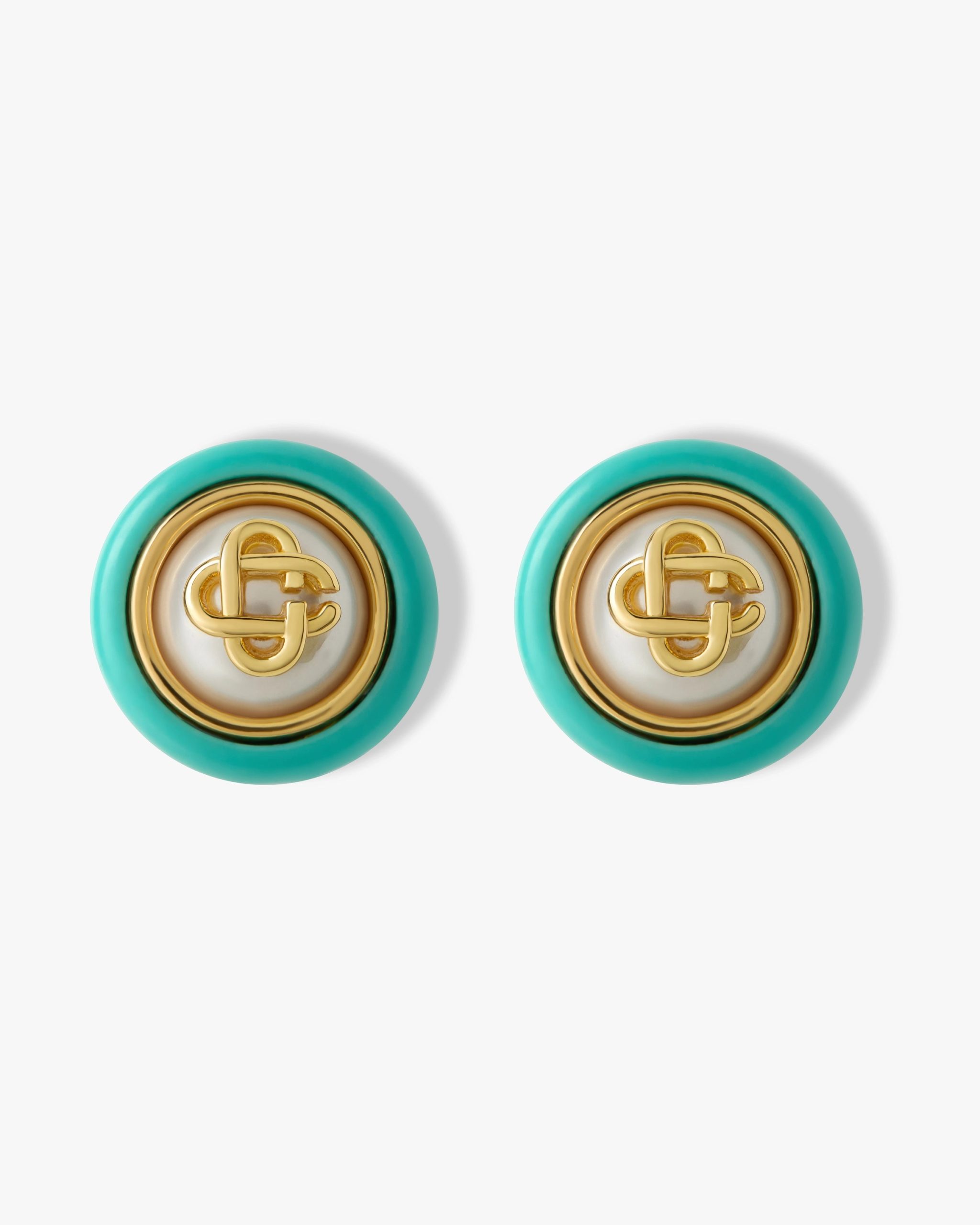 Gold & Turquoise Pearl Studs