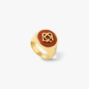 Gold & Red Stone Signet Ring