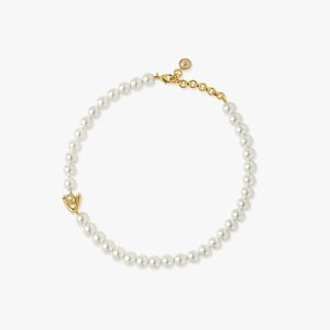 Gold & White Lotus Pearl Necklace