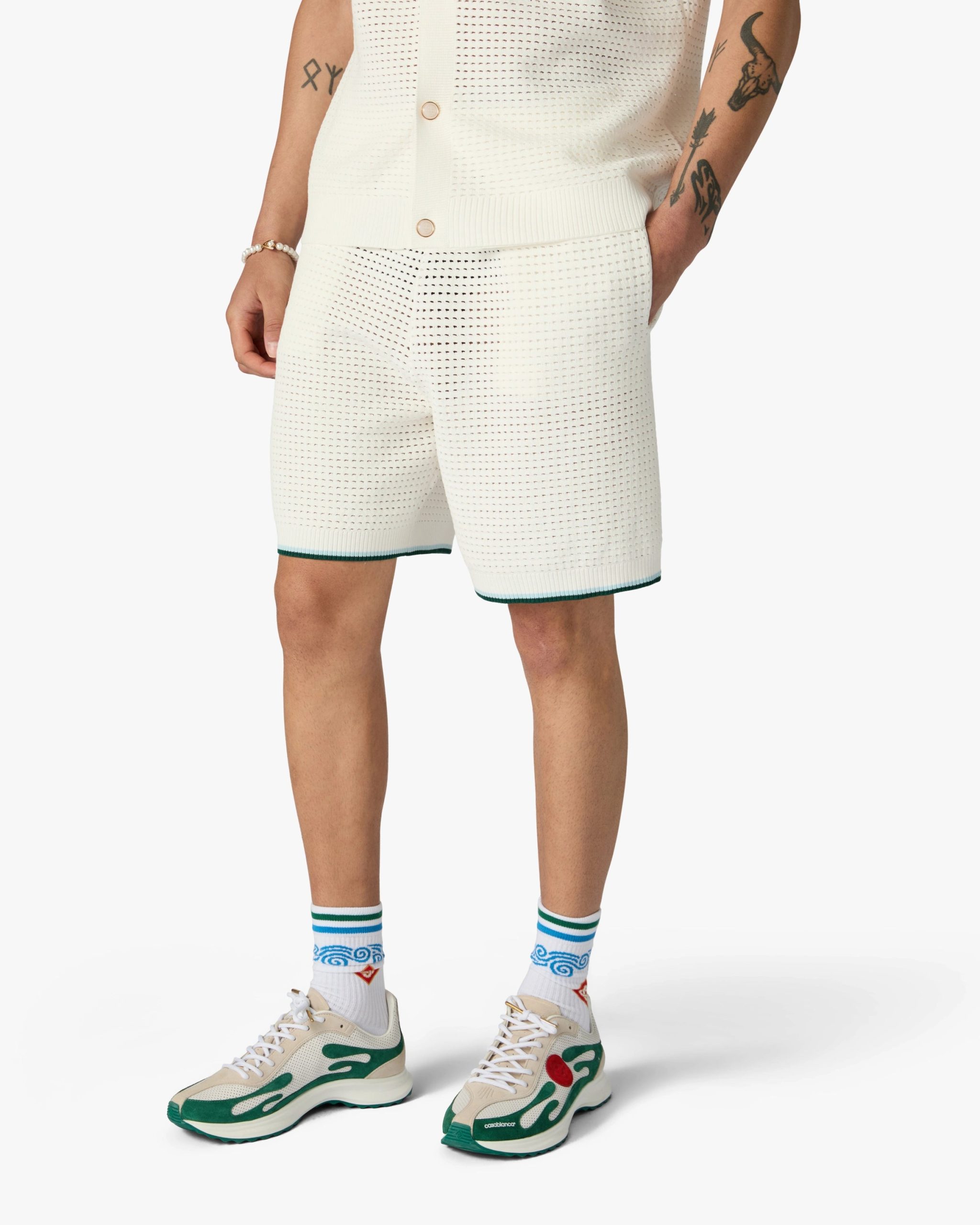 Men's White & Green Stade Sneaker - Image 2