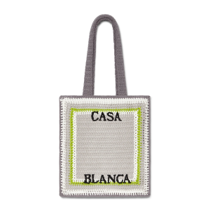 Grey Stripe Crochet Bag