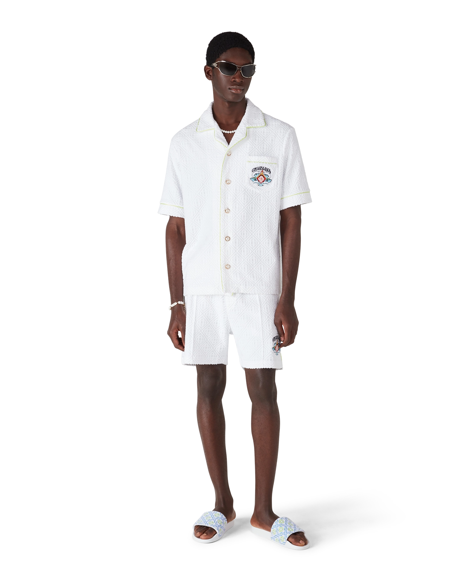 Men's White Monogram Pool Slides - Image 2