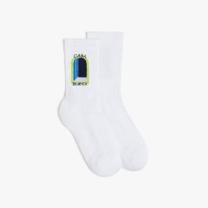 White & Lime Gradient Arch Socks