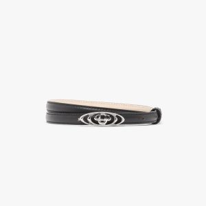 Black Mini Warped Logo Belt