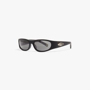 Black Warped Sport Sunglasses