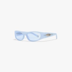 Blue Warped Sport Sunglasses