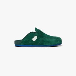 Dark Green Leather Outdoor Mule