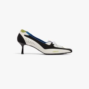 Silver Leather Heeled Sneaker Pumps
