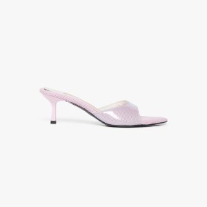 Pink Heeled Mule Sandals
