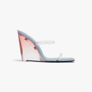 Blue & Pink Plexi Heeled Wedge Sandals