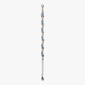 Silver & Blue Water Drop Brass Bracelet