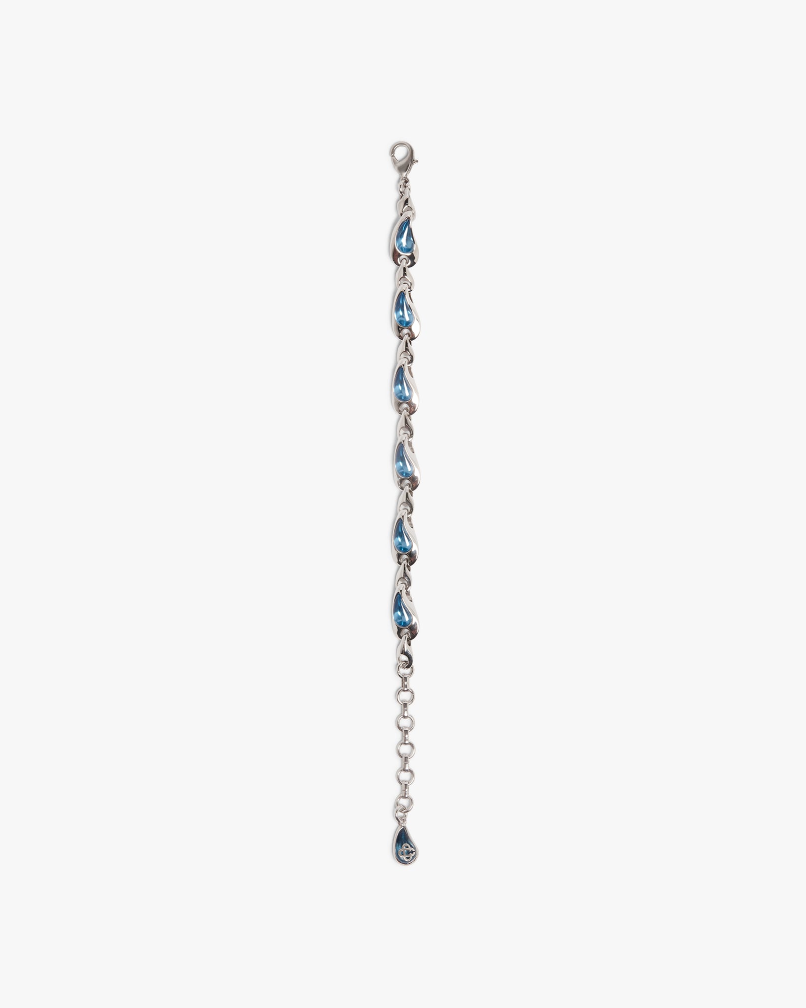 Silver & Blue Water Drop Brass Bracelet