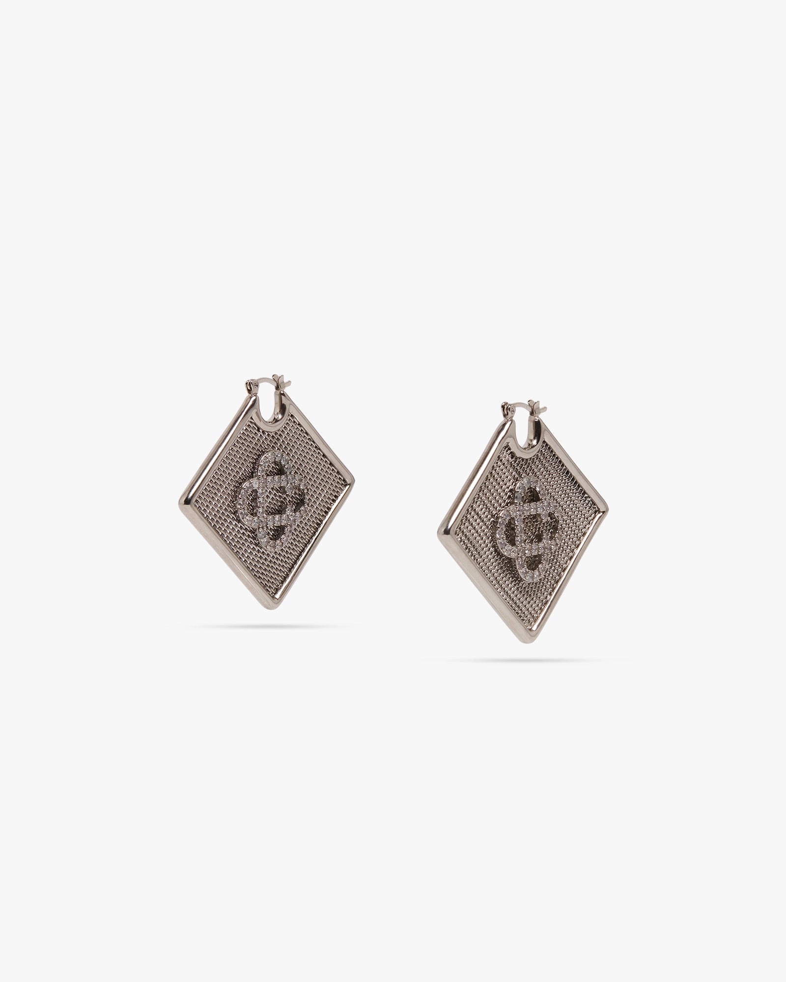 Silver Diamond Logo Brass Ear Hoops - Image 2