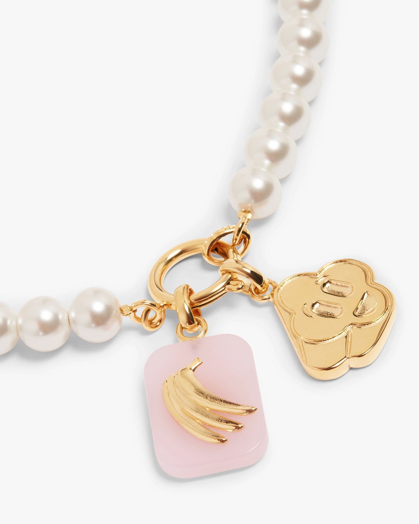 White & Gold Icon Pearl Necklace - Image 3