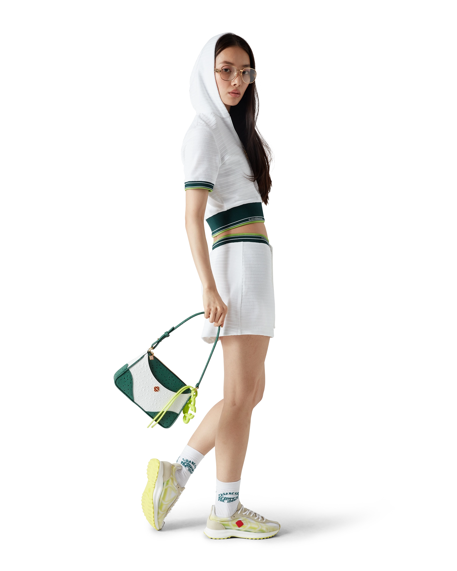 White & Green Jeanne Pochette Shoulder Bag - Image 2