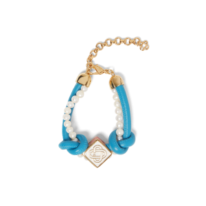 Blue Knotted Pearl Bracelet