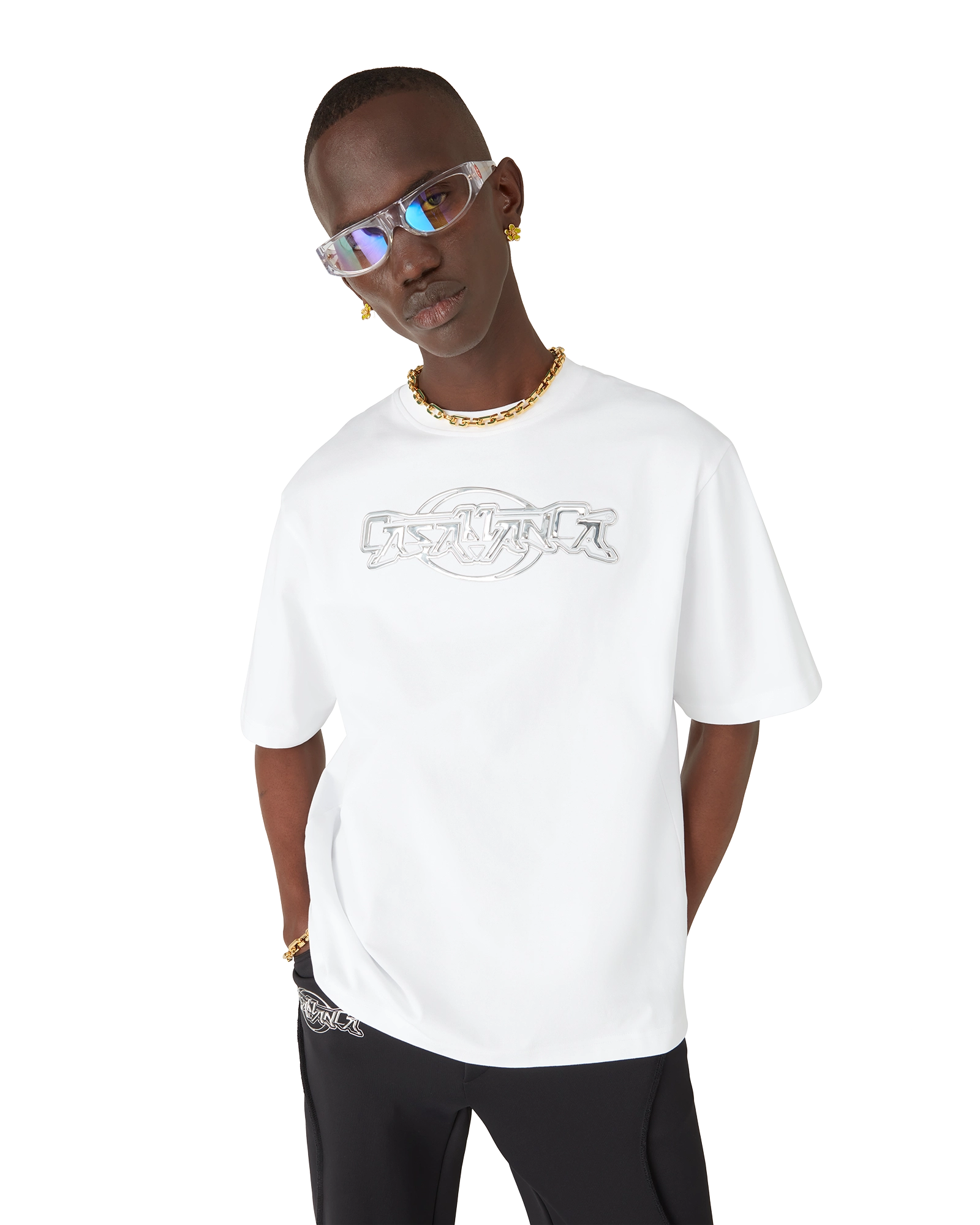 Casablanca Chrome Oversized Short Sleeve T-Shirt - Image 4