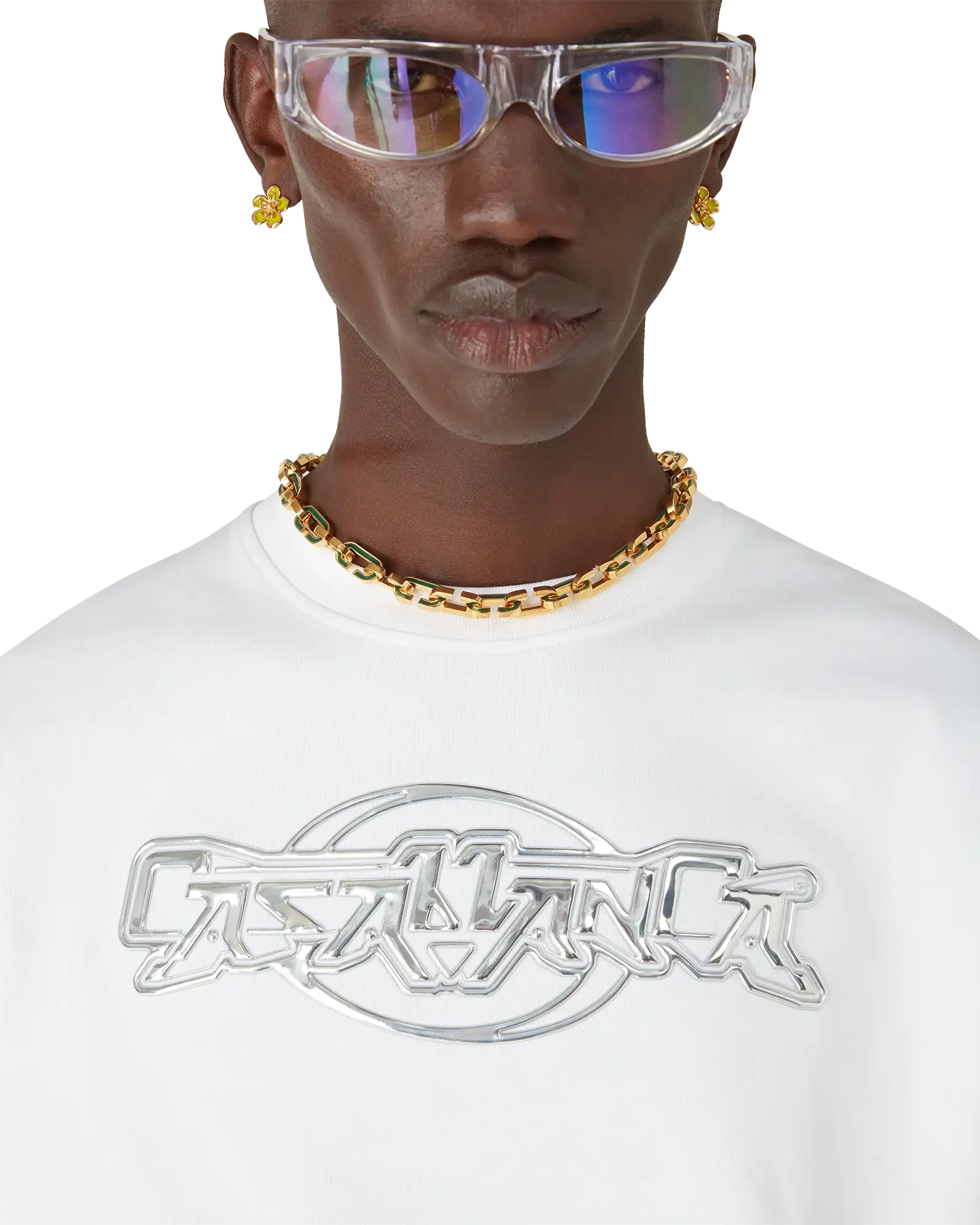 Casablanca Chrome Oversized Short Sleeve T-Shirt - Image 5
