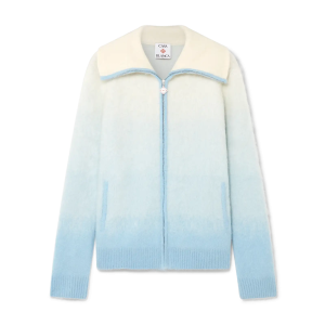 Fluffy Gradient Mohair Zip Jacket
