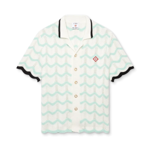 Gradient Wave Cotton Crochet Short Sleeve Shirt