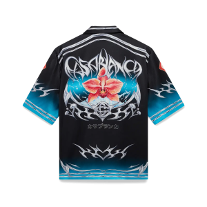 Blades Short Sleeve Silk Satin Shirt