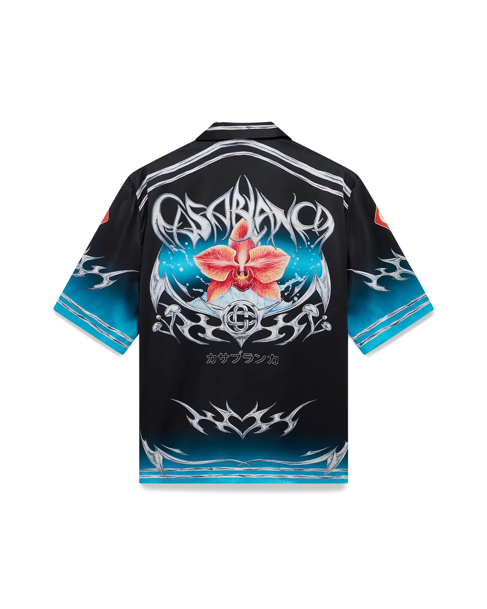 Blades Short Sleeve Silk Satin Shirt