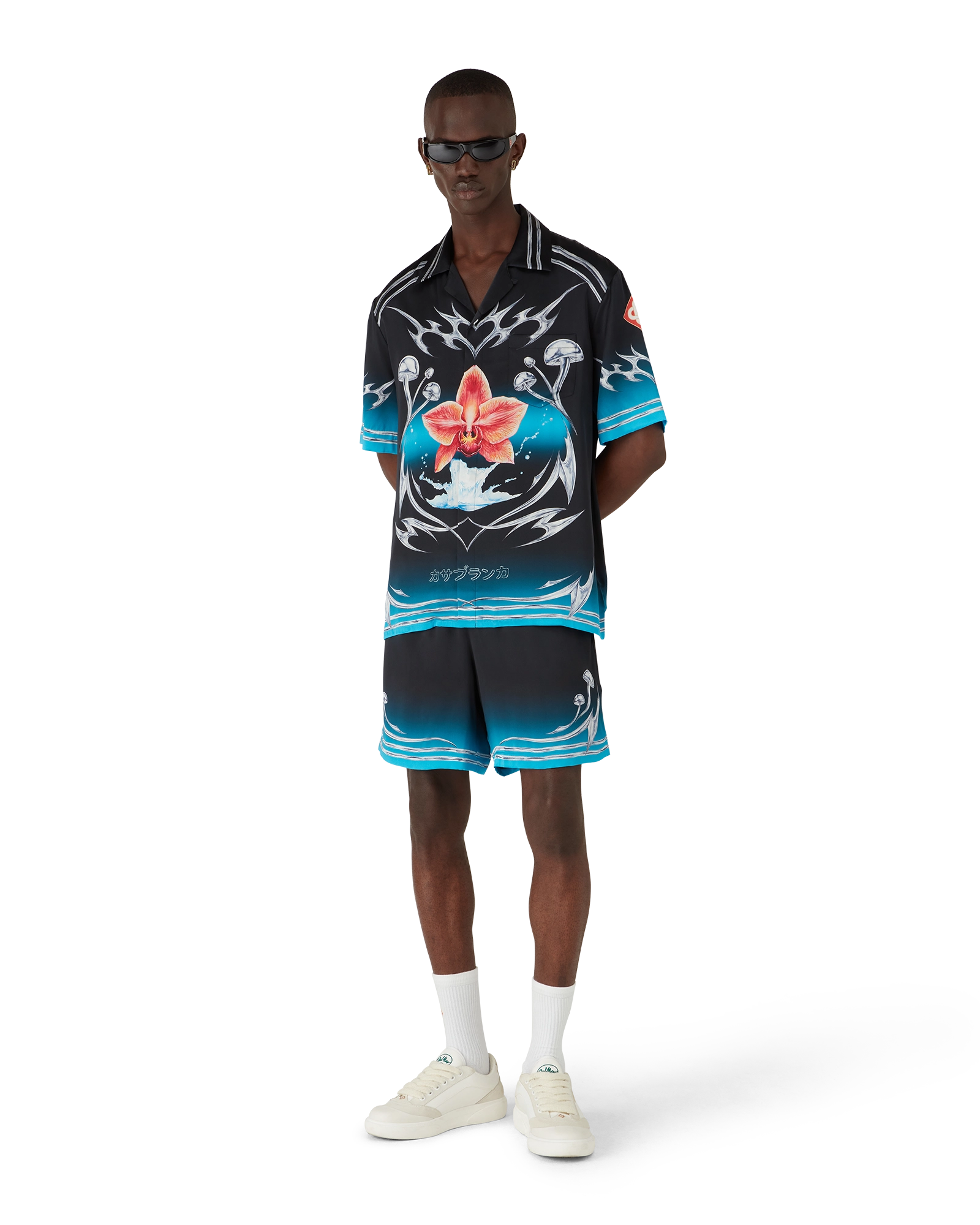 Blades Short Sleeve Silk Satin Shirt - Image 2