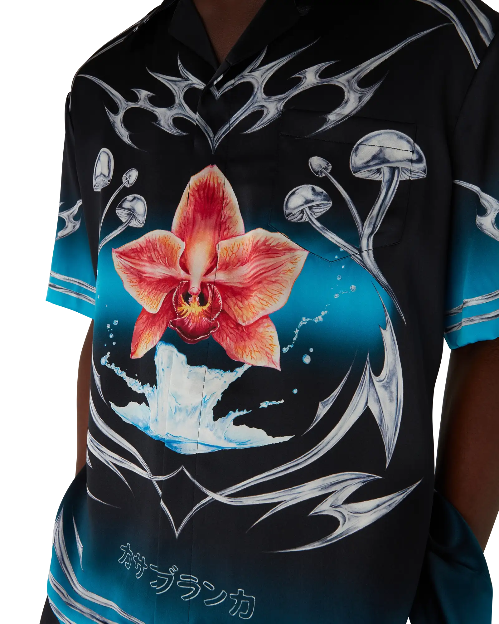 Blades Short Sleeve Silk Satin Shirt - Image 4