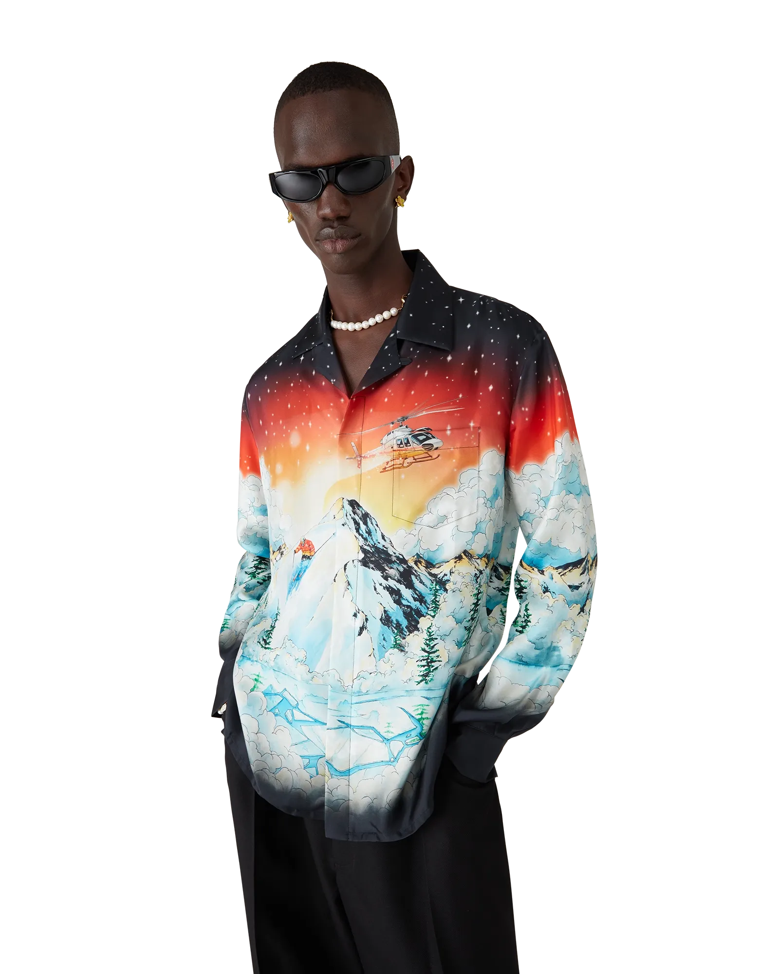 Ski Lake Long Sleeve Silk Twill Shirt - Image 4