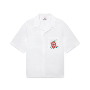 Cotton Poplin Embroidered Short Sleeve Shirt
