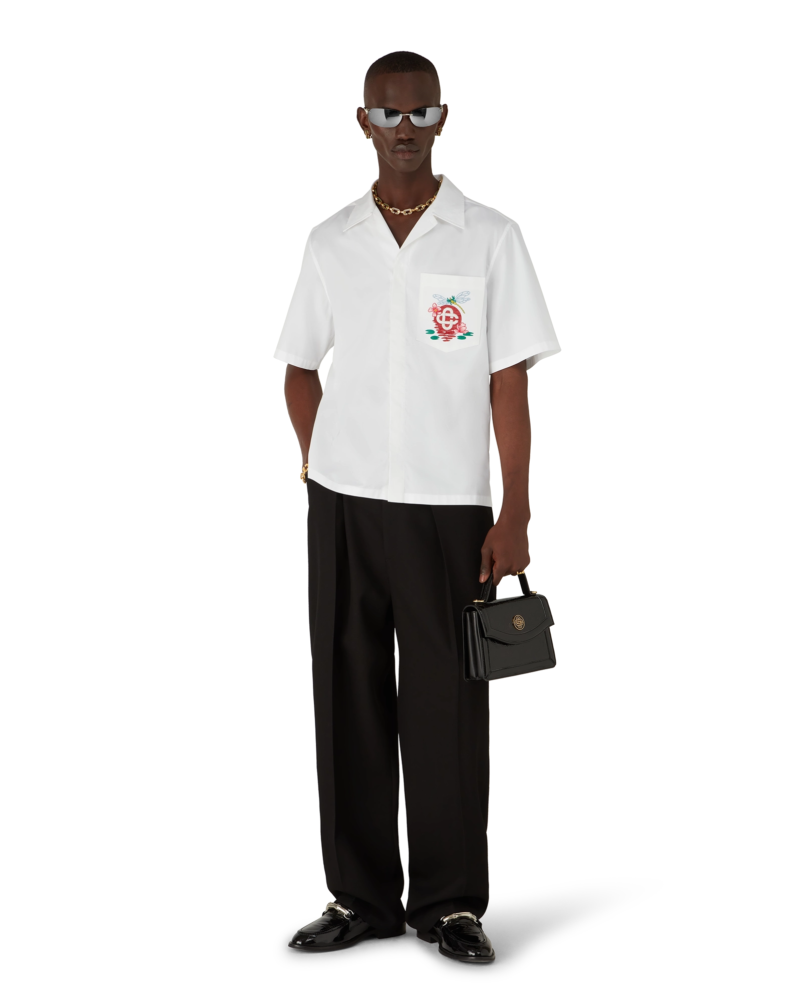 Cotton Poplin Embroidered Short Sleeve Shirt - Image 2