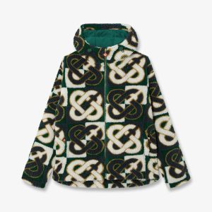Green & Navy Check Monogram Fleece Jacket