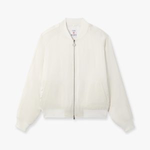 Off White Hotel Emblem Satin Bomber Jacket