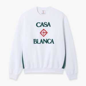 White Casablanca Diamond Logo Embroidered Sweatshirt