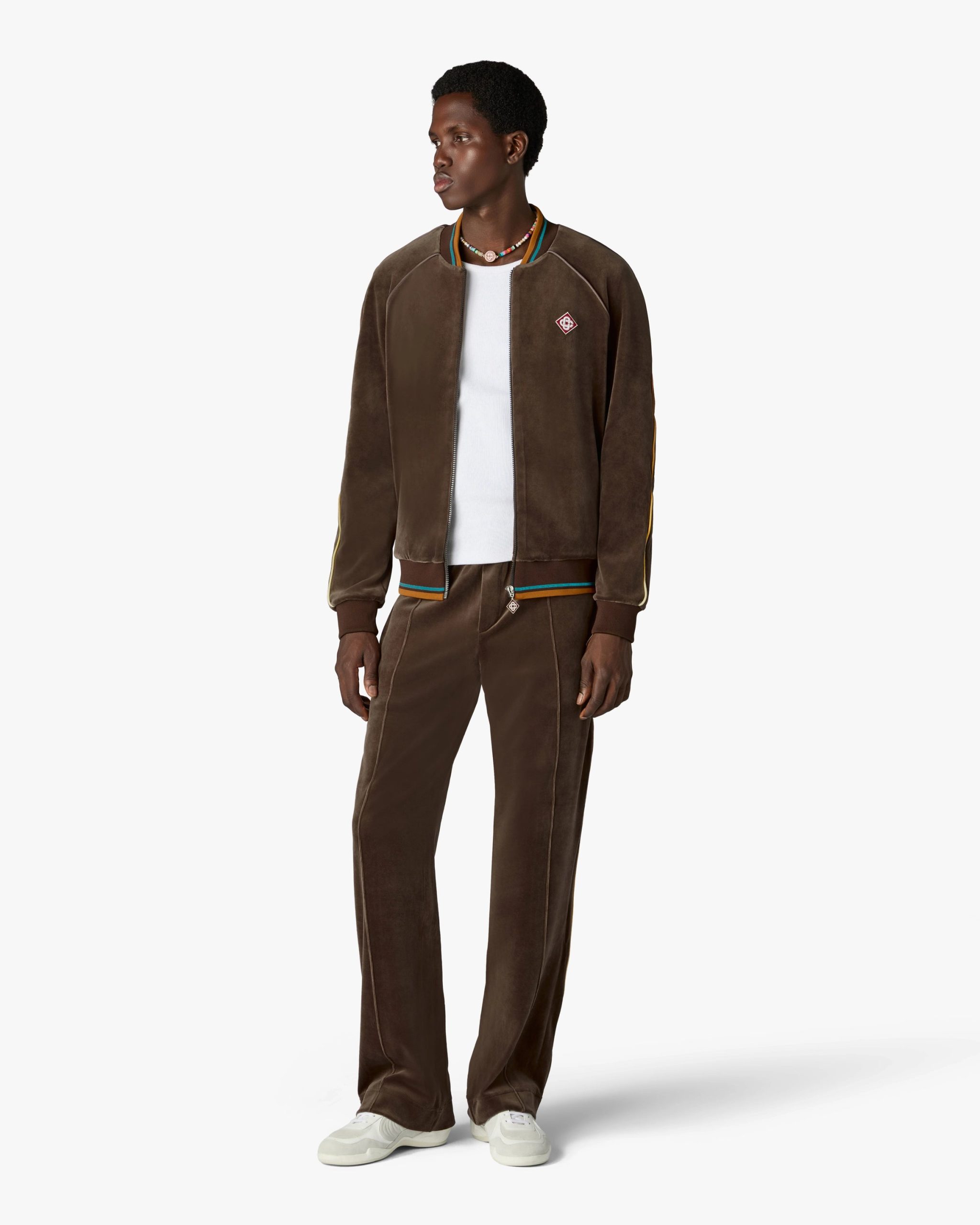 Dark Brown Velour Track Jacket - Image 2