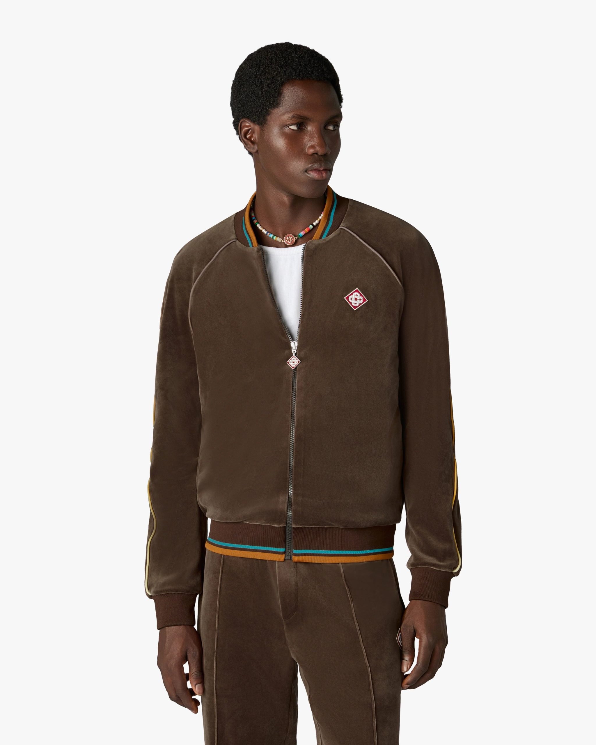 Dark Brown Velour Track Jacket - Image 4